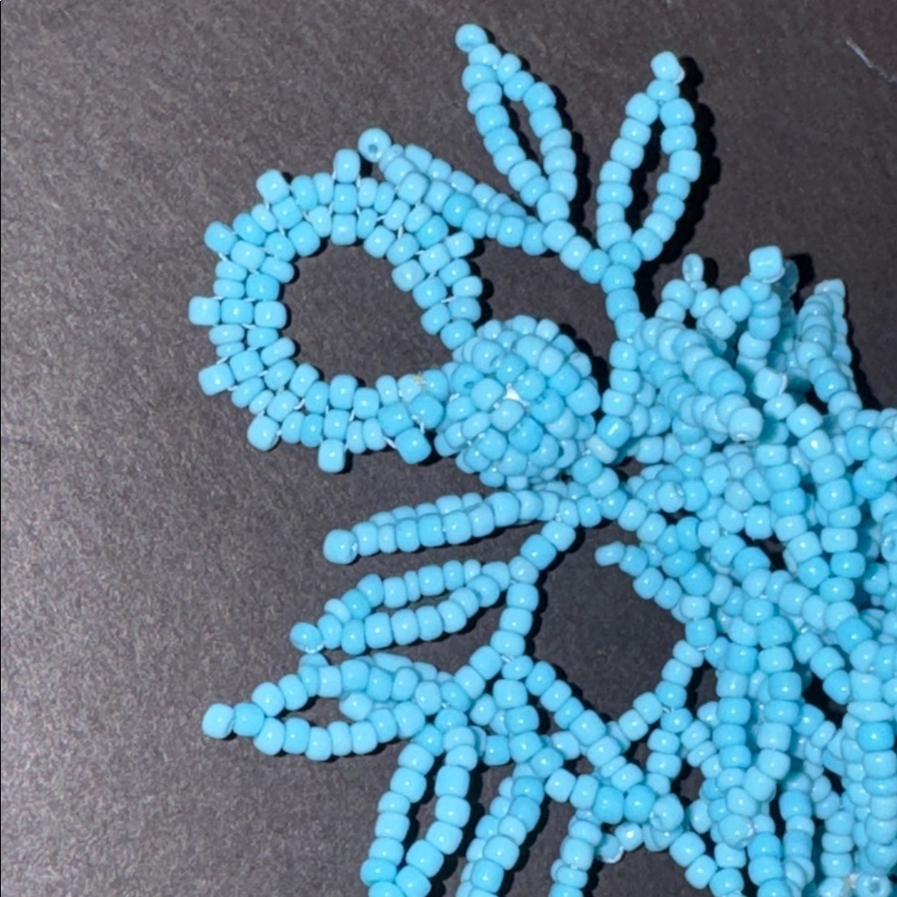 Blue Coral Designed Glass Beaded Fringe Necklace - Picture 11 of 15